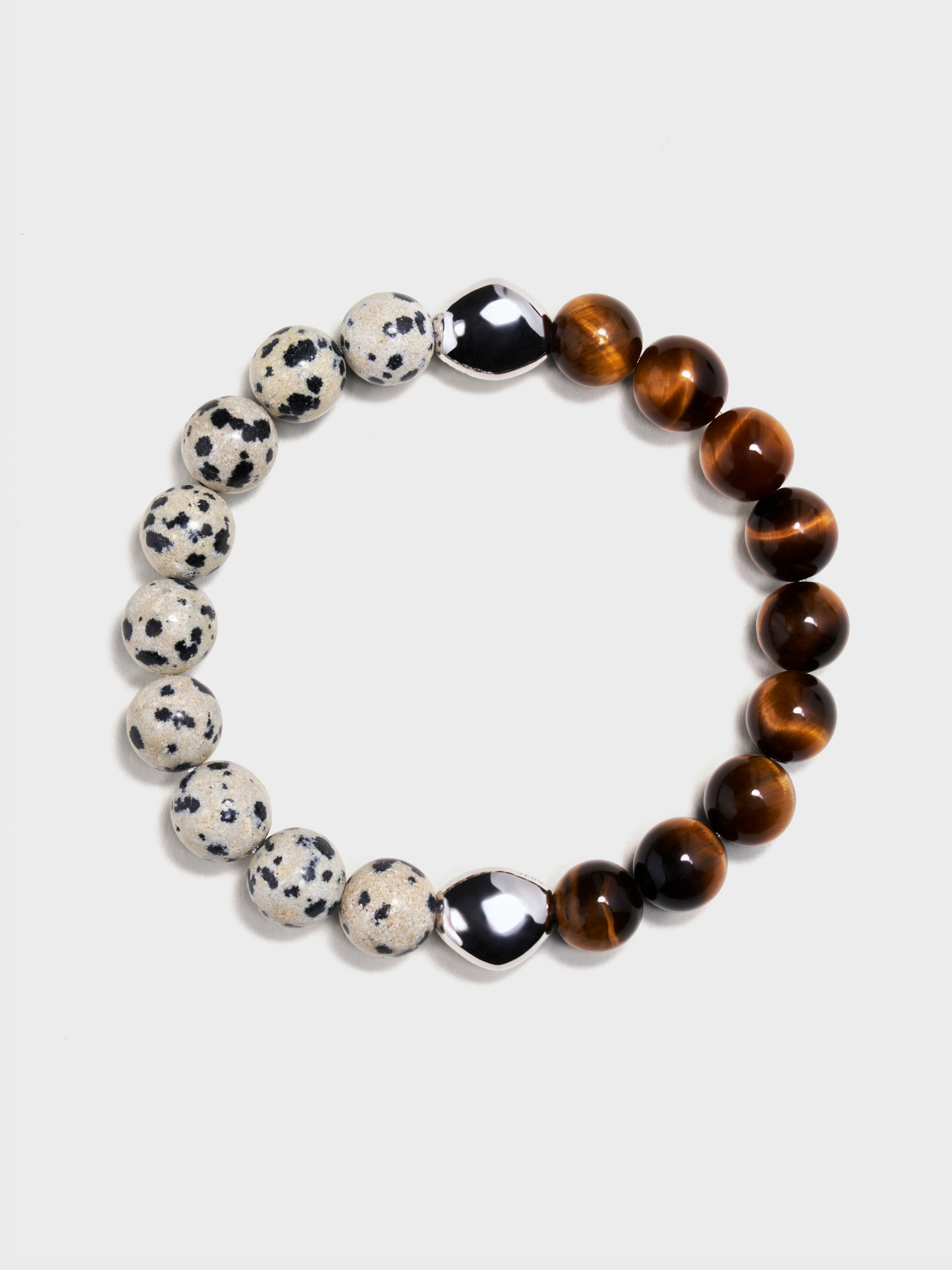 'VENICE90291' Dalmatian Jasper + Tiger's Eye Gemstone Bracelet