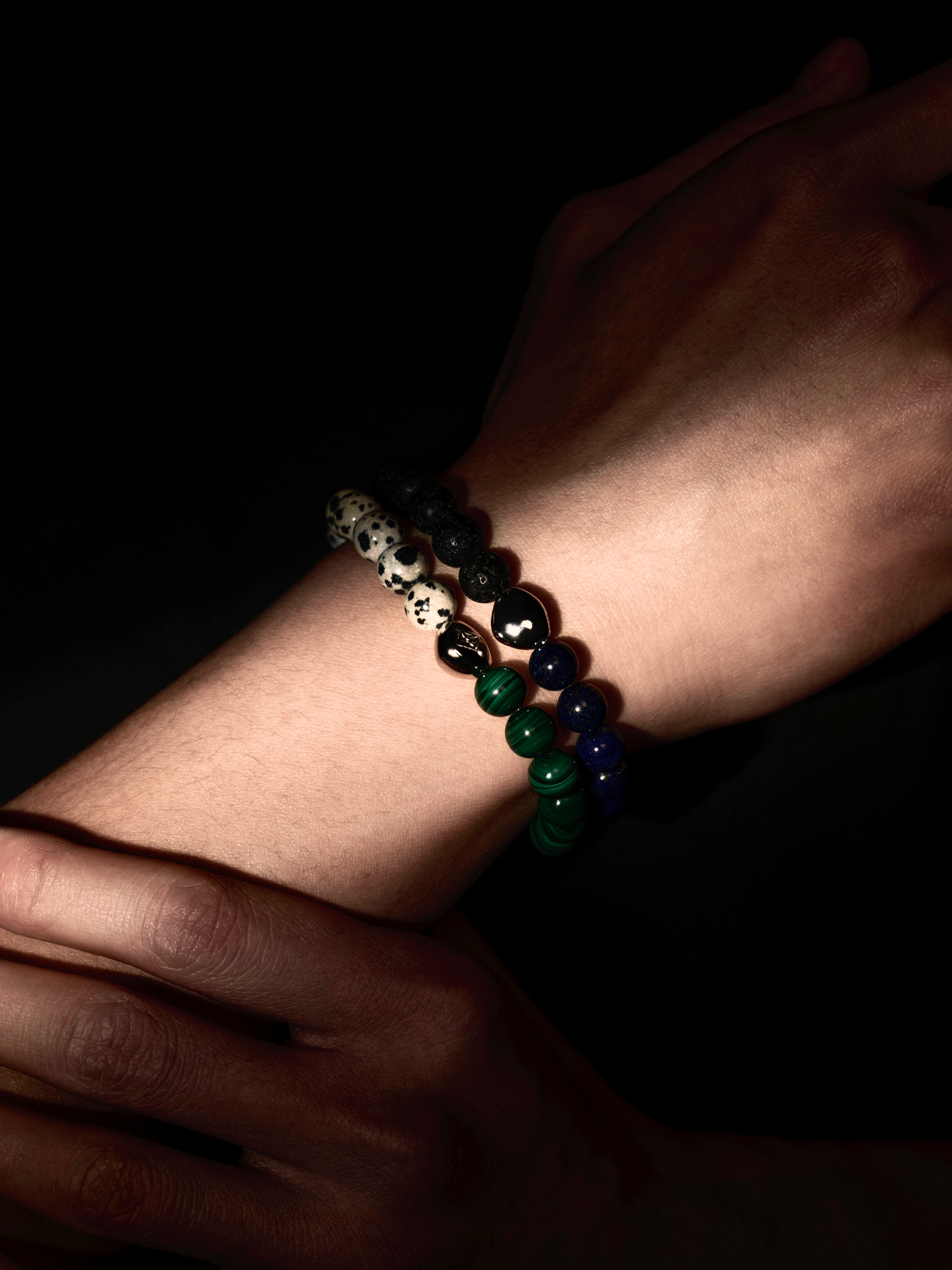 'UNZEN' Lava Stone + Dalmatian Jasper + Malachite Gemstone Bracelet