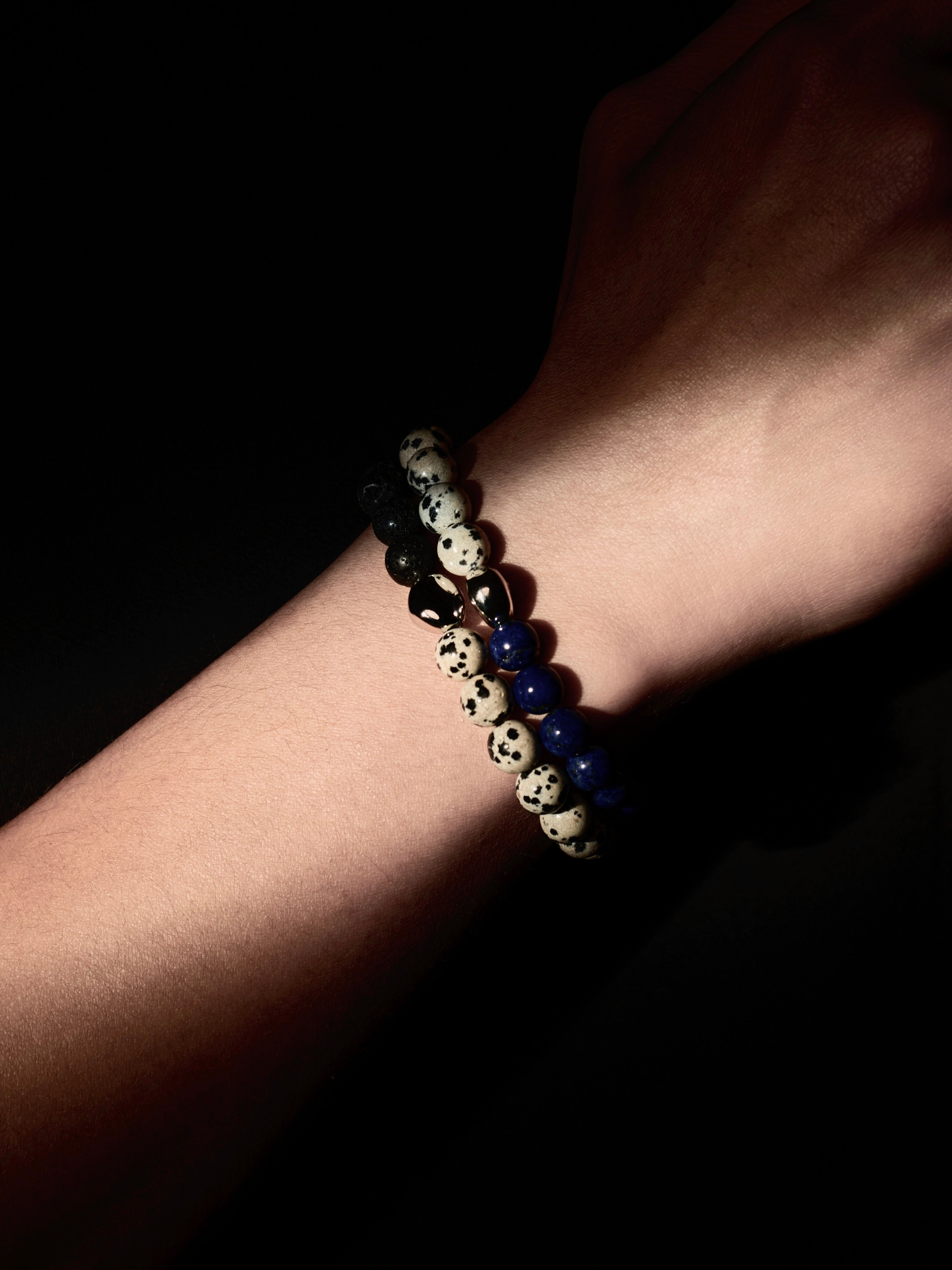 'UNZEN' Lava Stone + Dalmatian Jasper + Lapis Lazuli Gemstone Bracelet