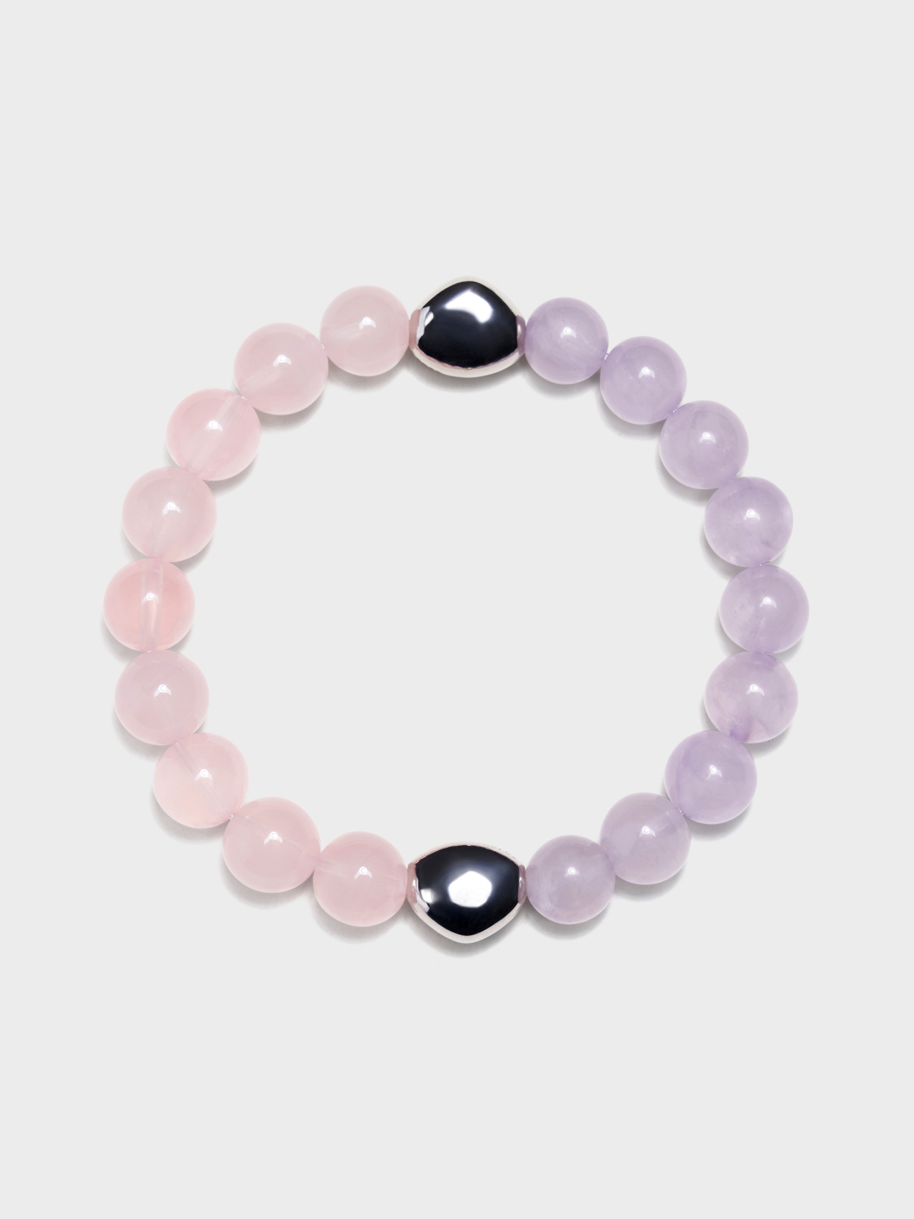 'PINGTAN' Amethyst + Rose Quartz Gemstone Bracelet