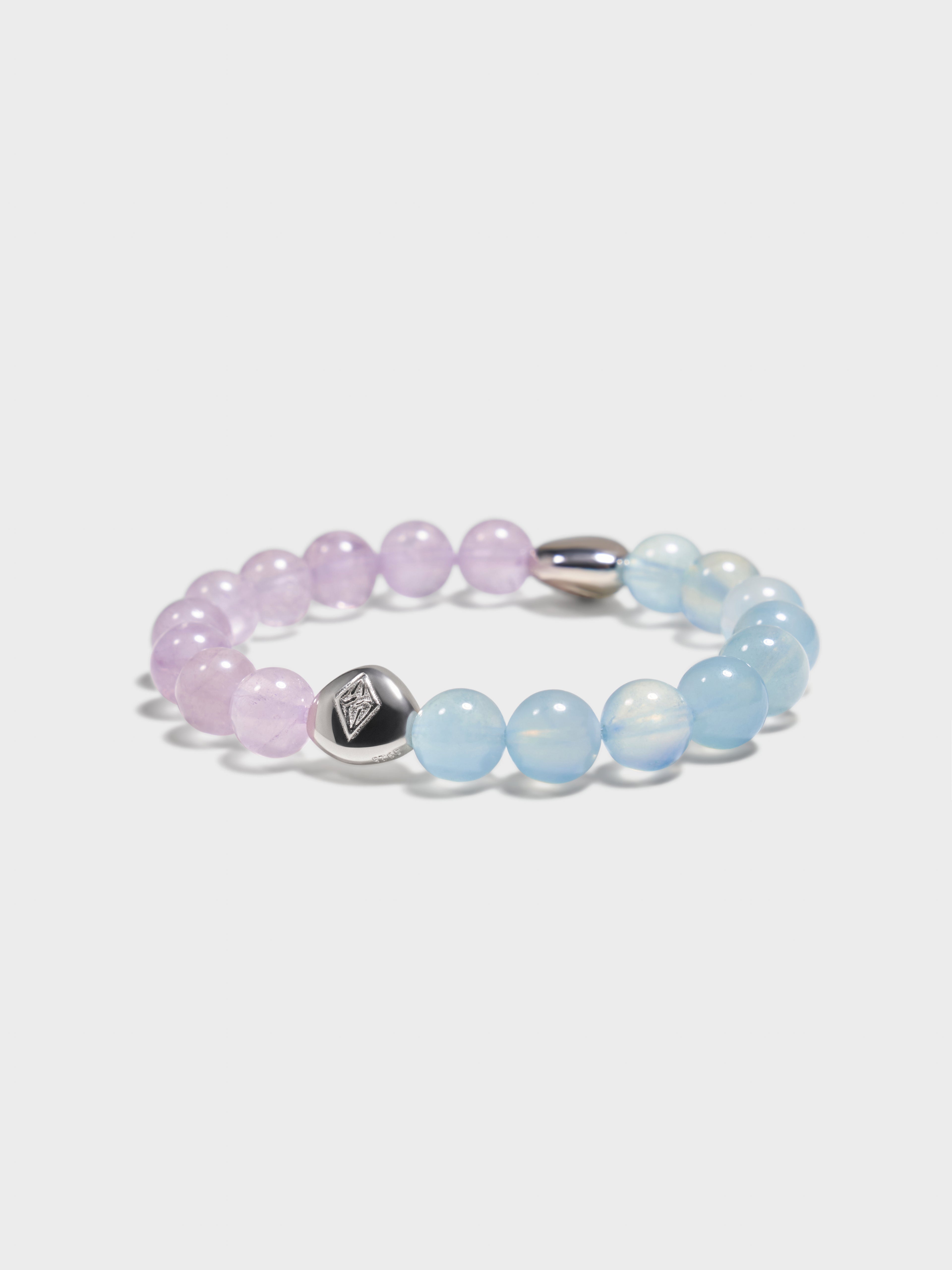 'PINGTAN' Aquamarine + Amethyst Gemstone Bracelet