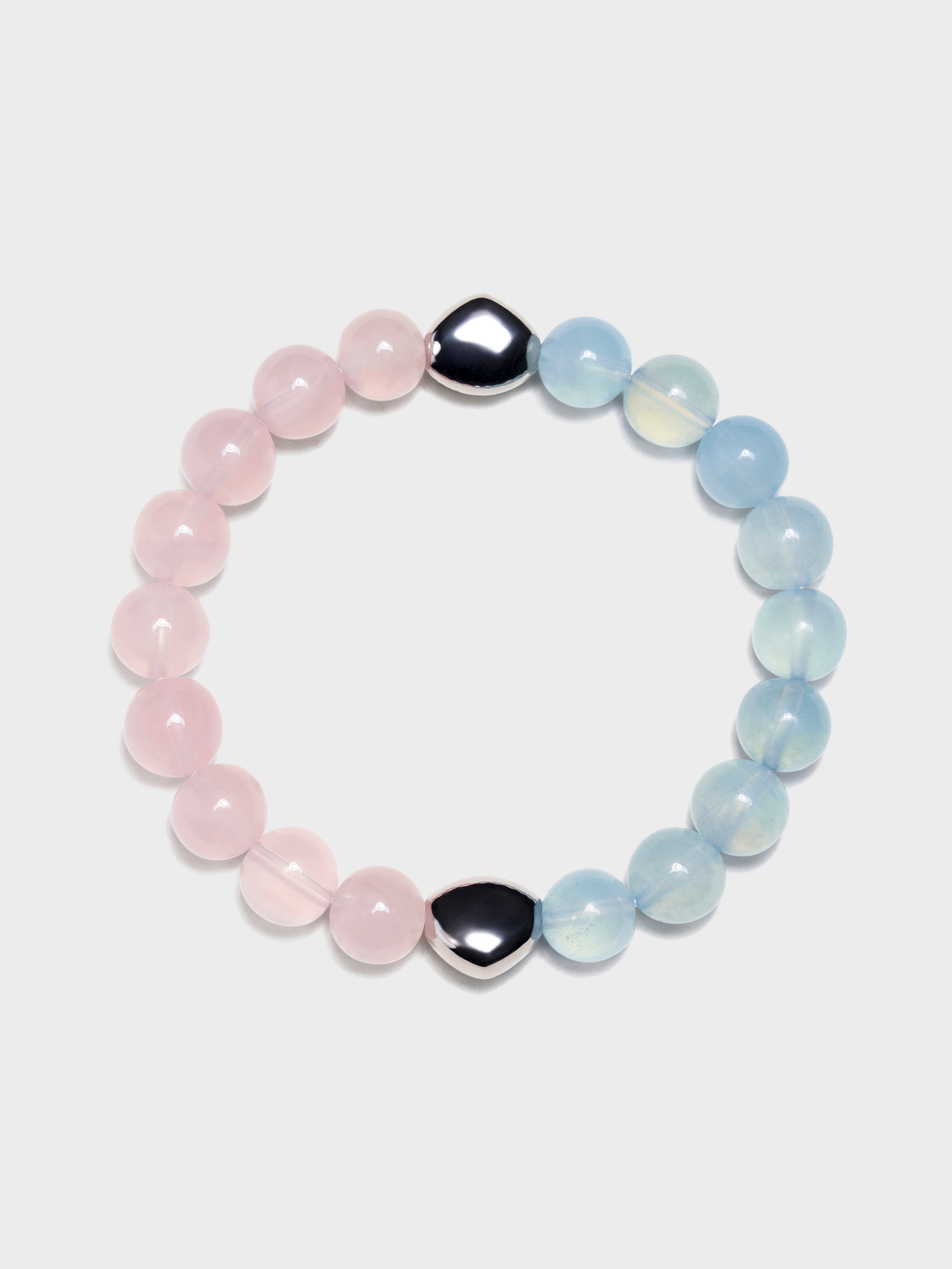 'PINGTAN' Aquamarine + Rose Quartz Gemstone Bracelet