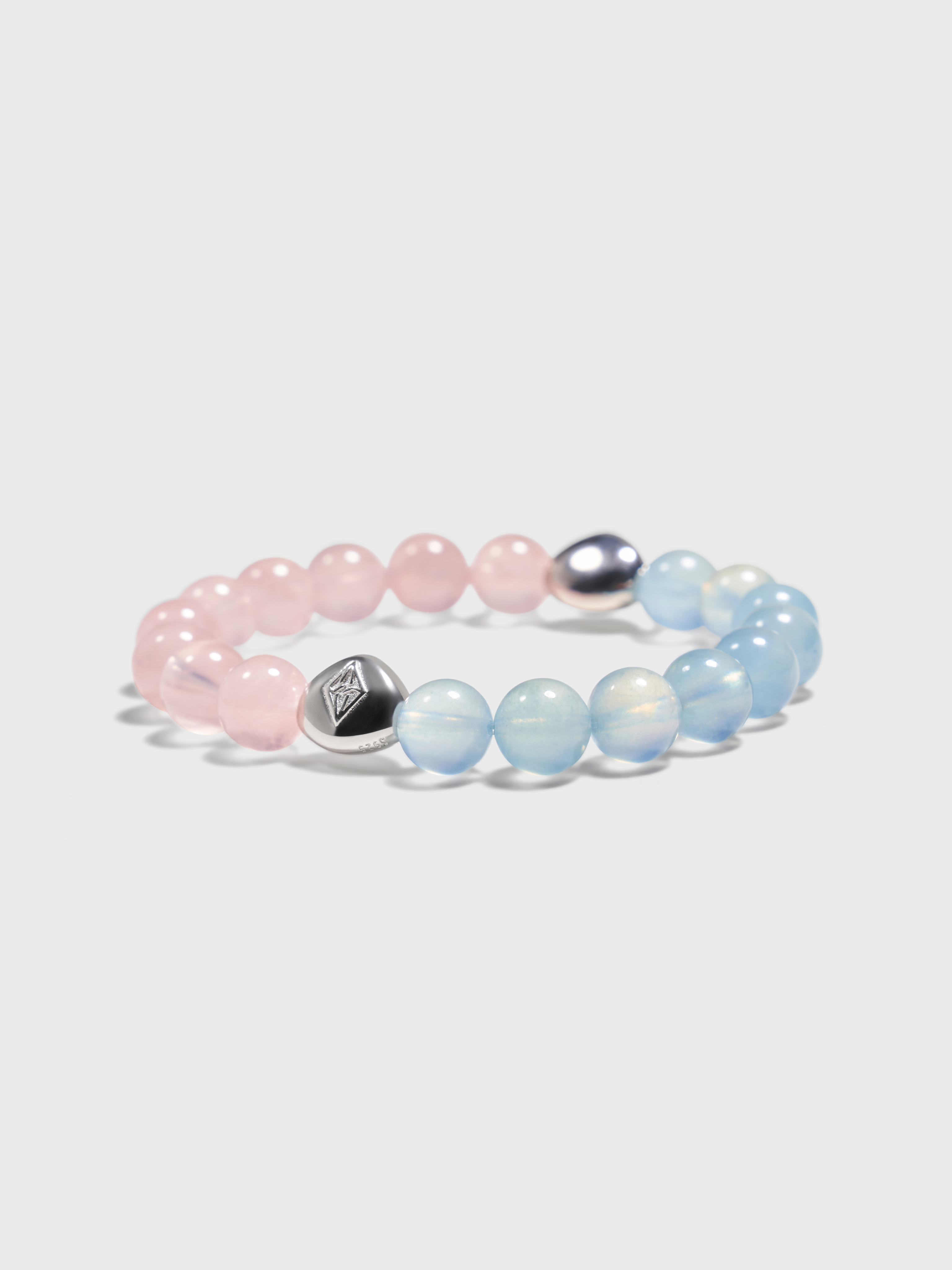 'PINGTAN' Aquamarine + Rose Quartz Gemstone Bracelet