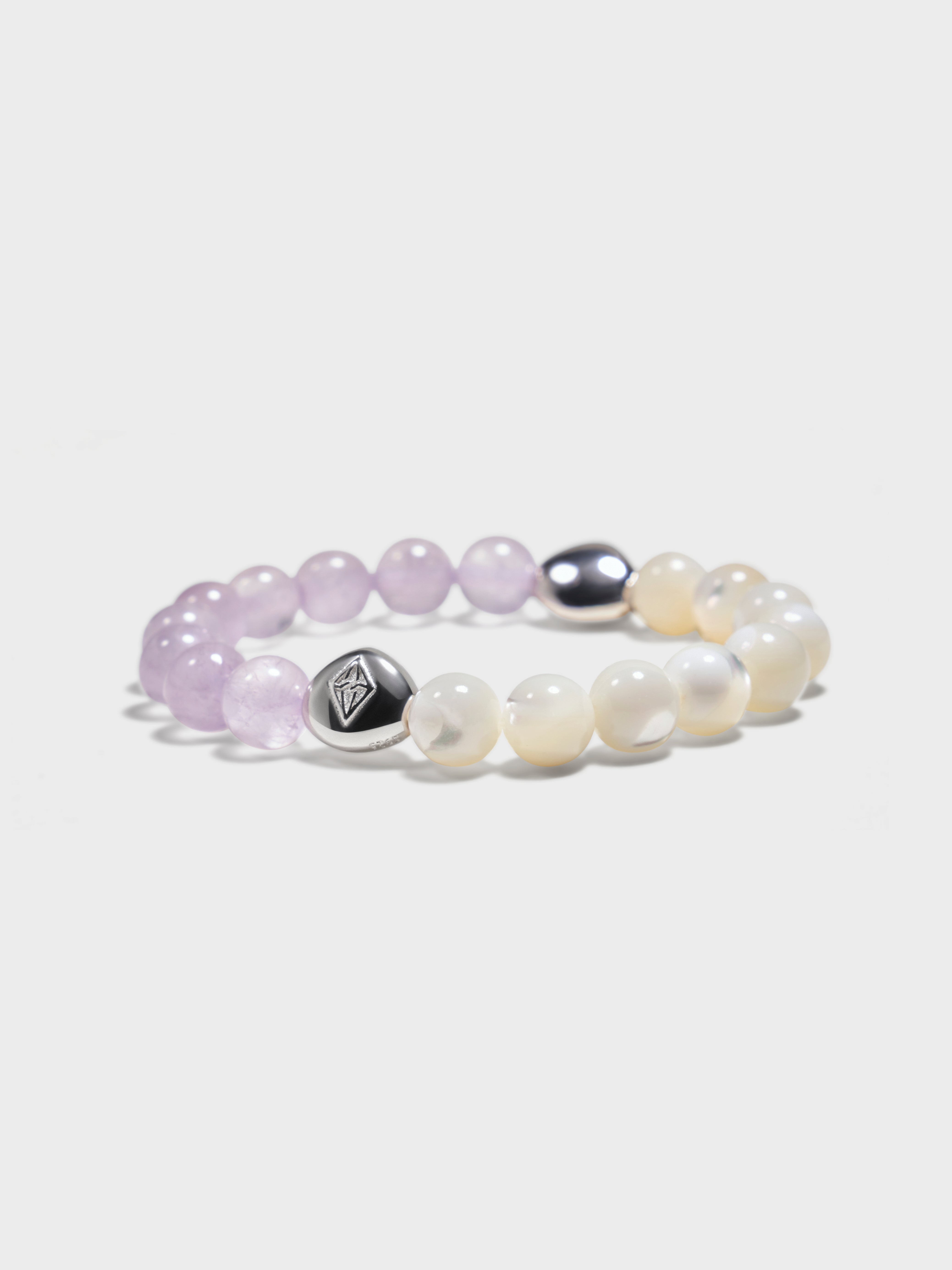 'PINGTAN' Nacre + Amethyst Gemstone Bracelet