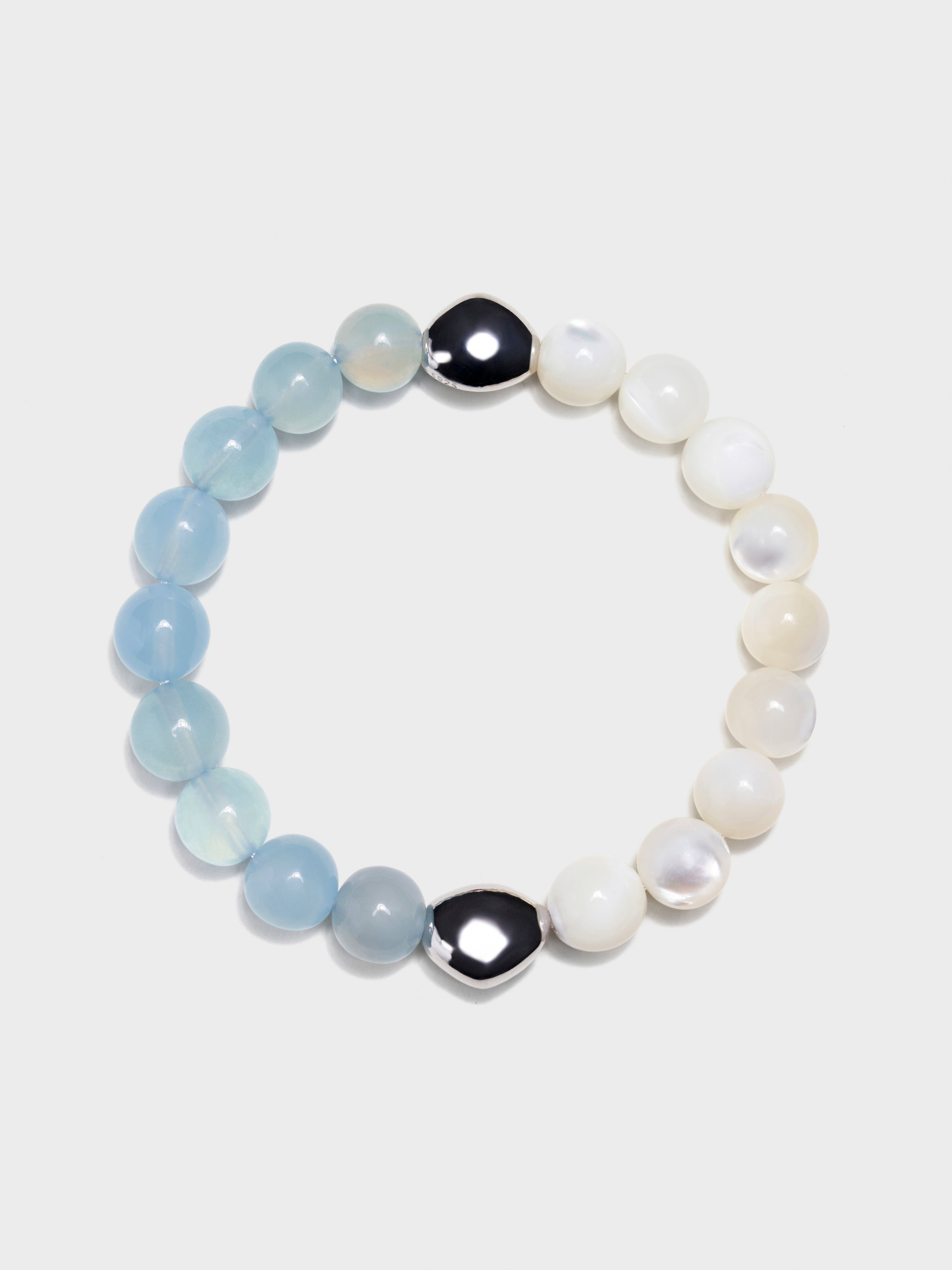 'PINGTAN' Nacre + Aquamarine Gemstone Bracelet