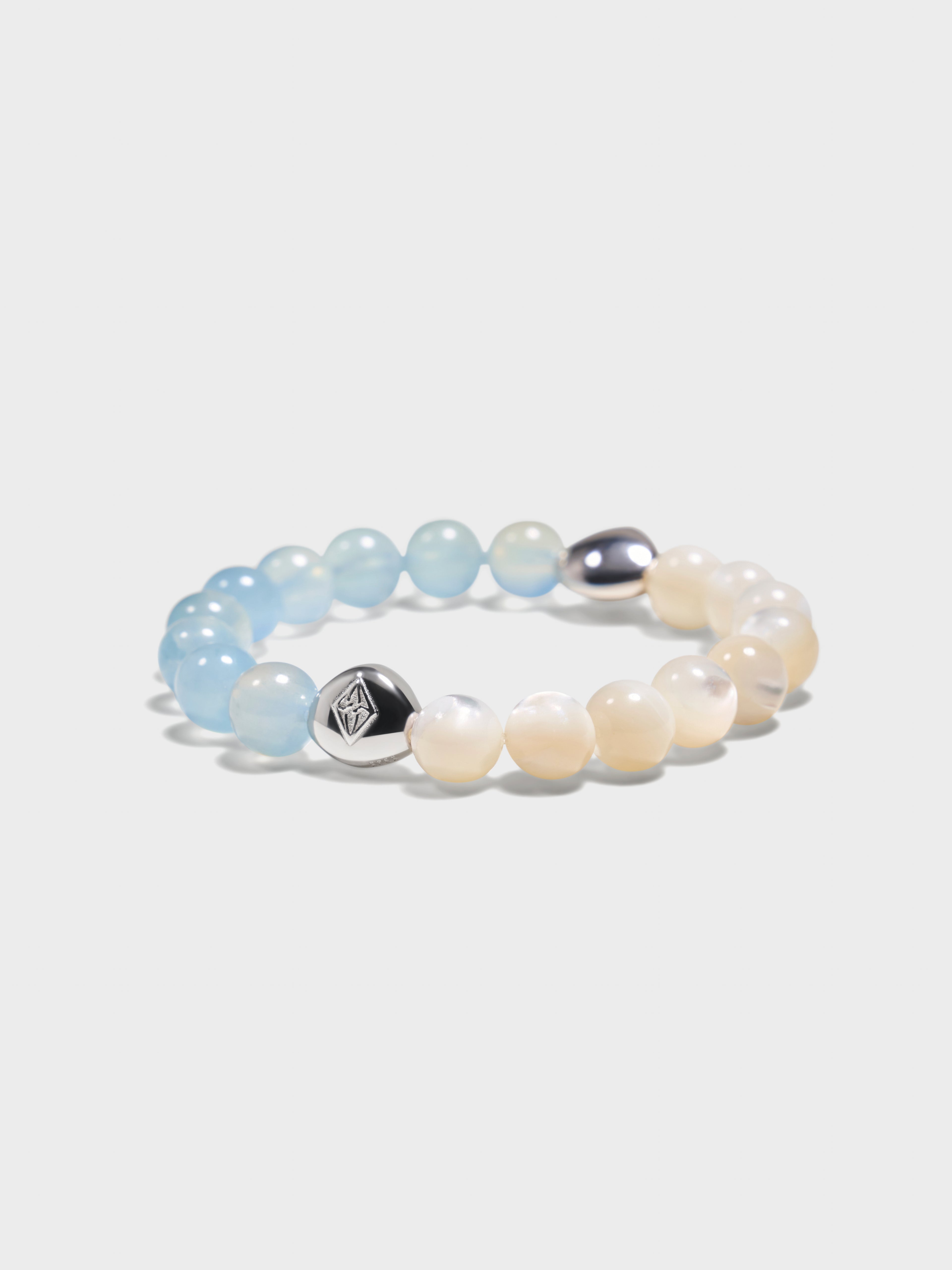 'PINGTAN' Nacre + Aquamarine Gemstone Bracelet