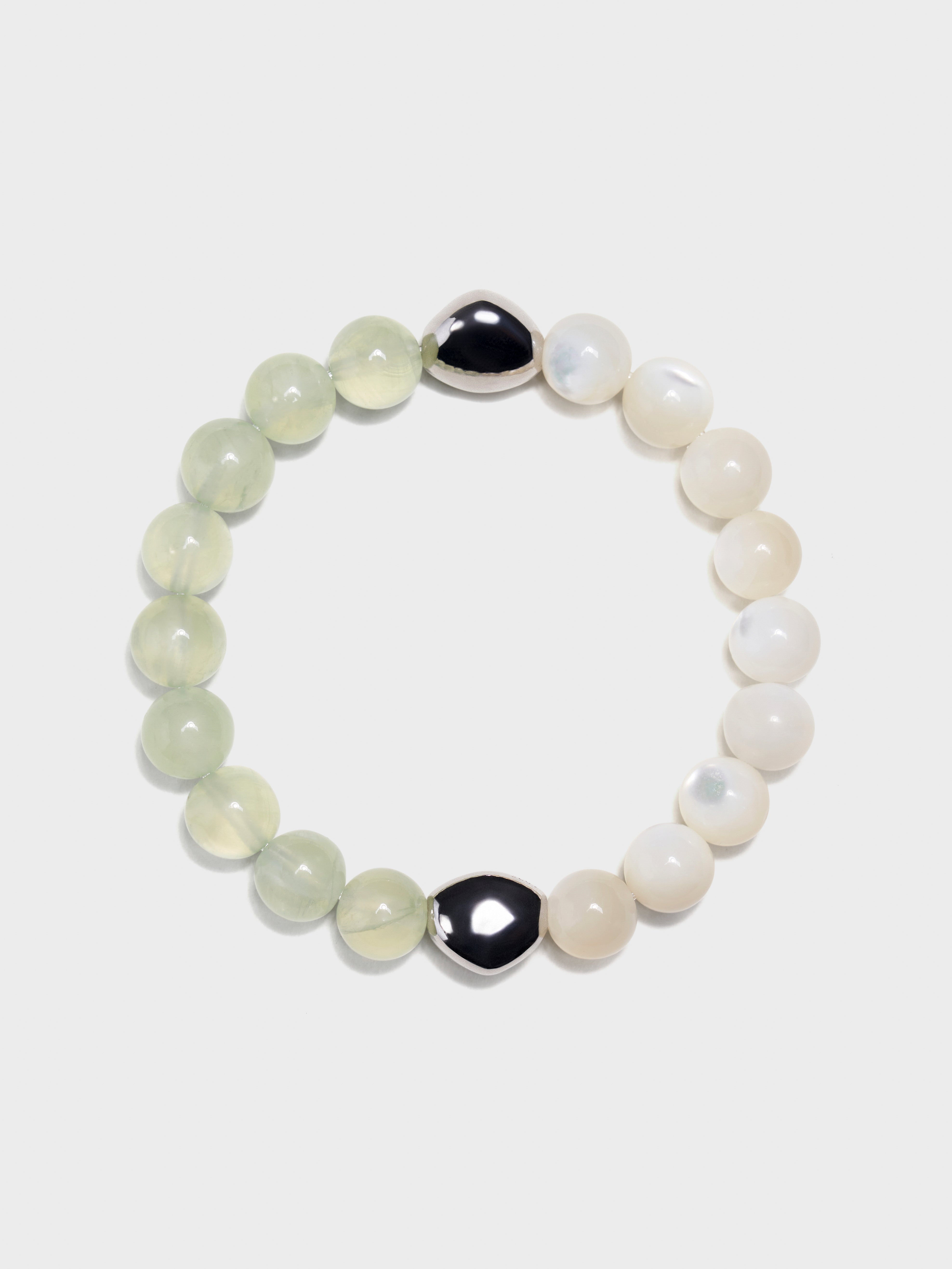 'PINGTAN' Nacre + Prehnite Gemstone Bracelet