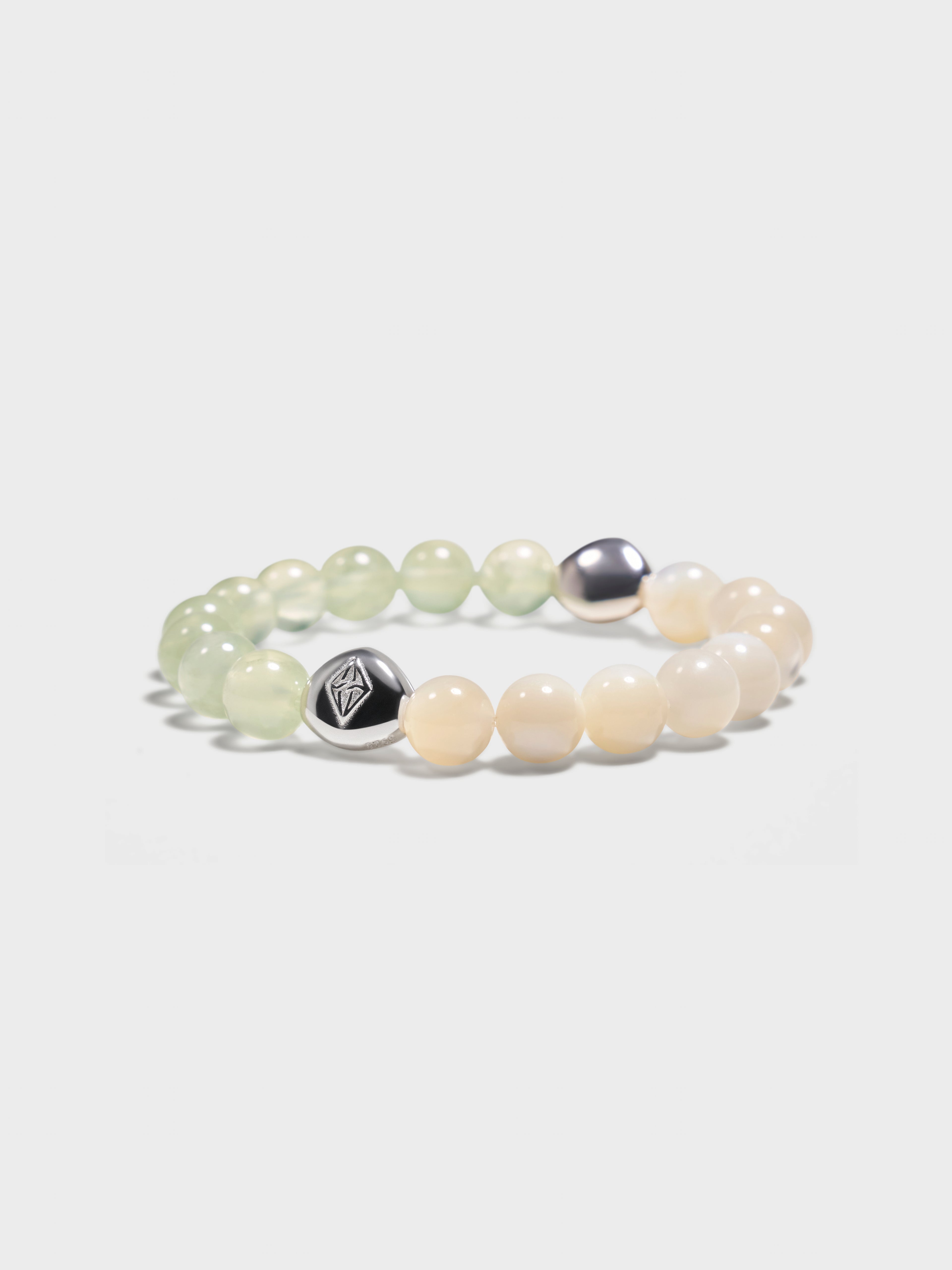 'PINGTAN' Nacre + Prehnite Gemstone Bracelet