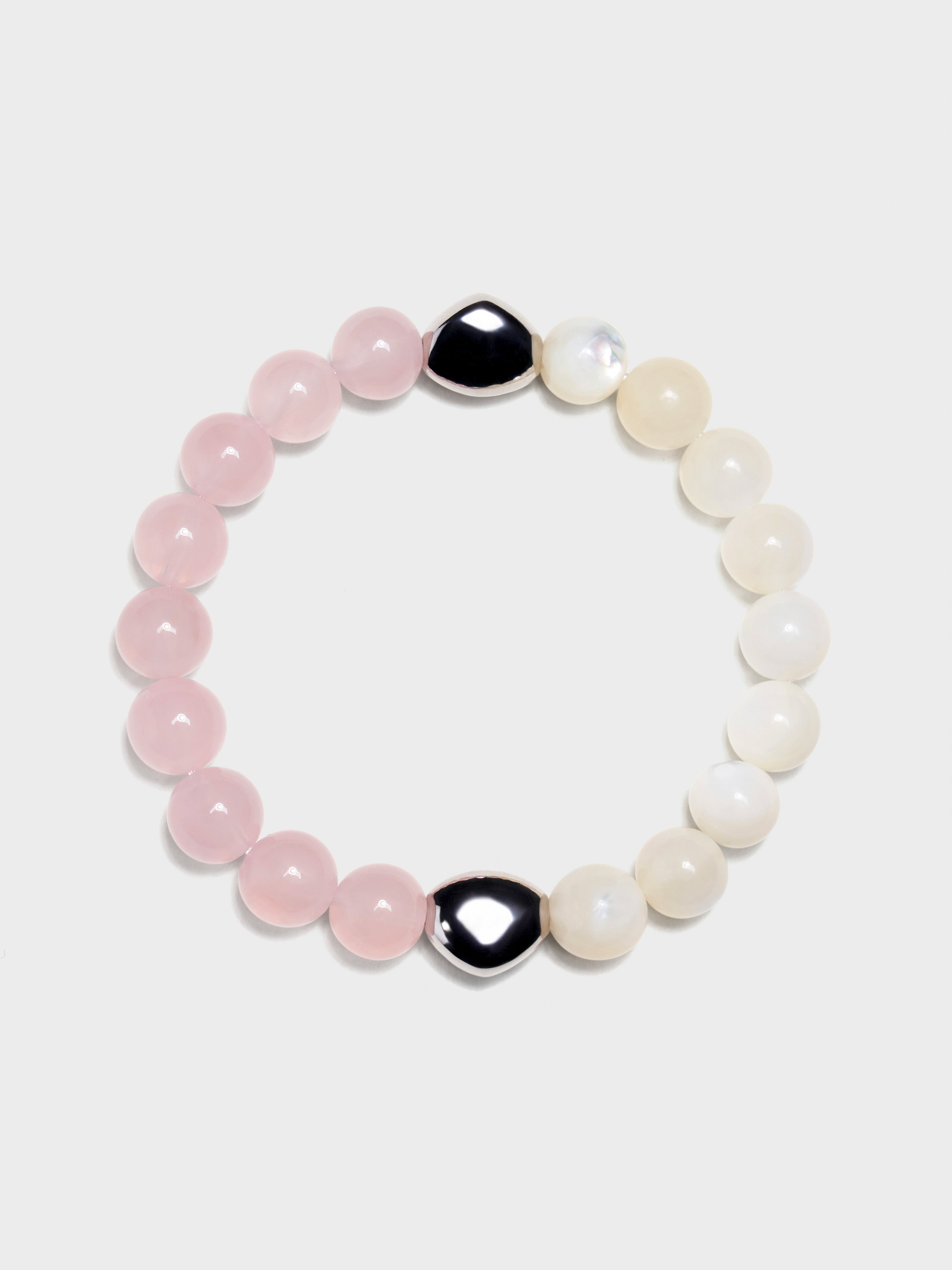 'PINGTAN' Nacre + Rose Quartz Gemstone Bracelet