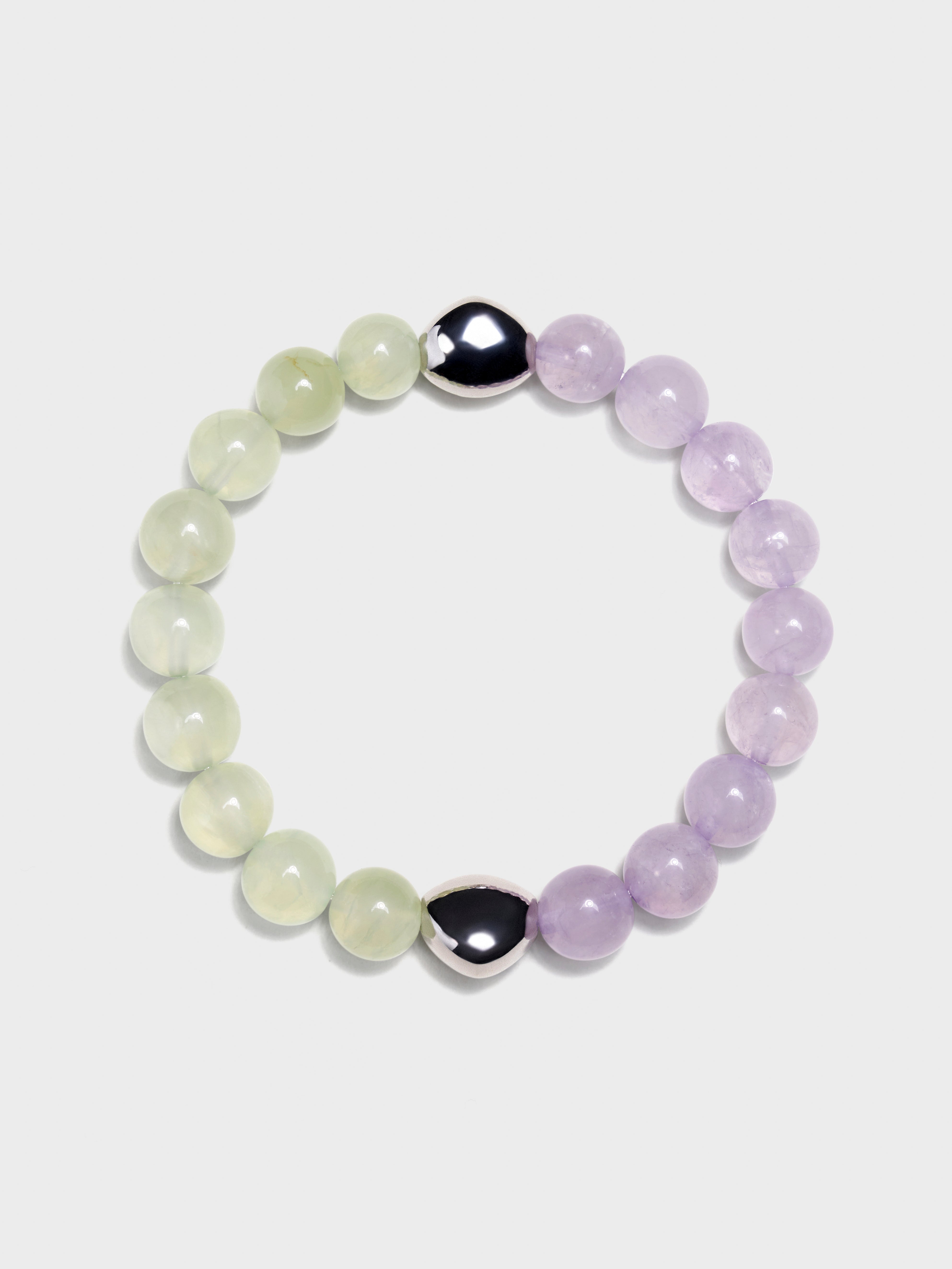 'PINGTAN' Prehnite + Amethyst Gemstone Bracelet