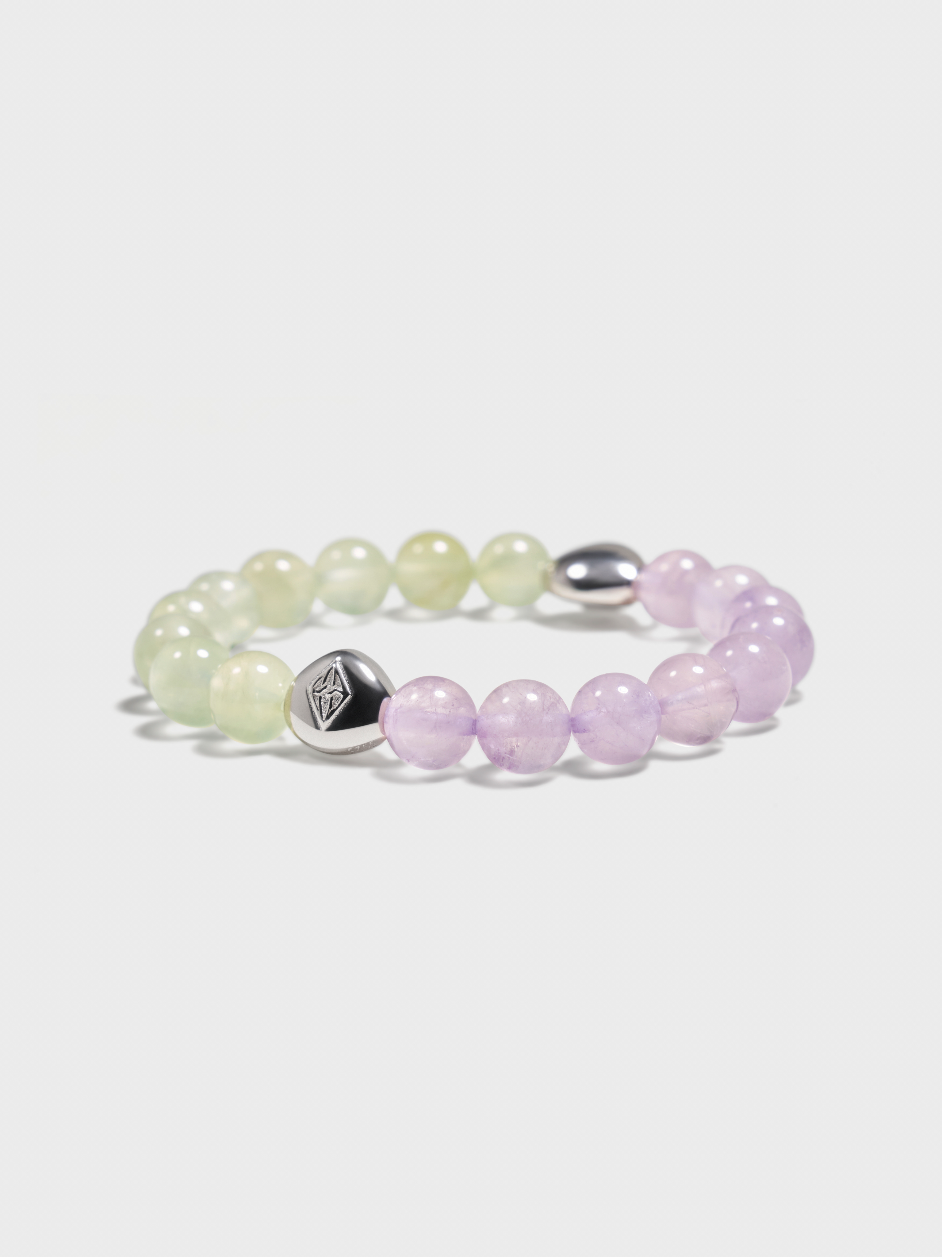 'PINGTAN' Prehnite + Amethyst Gemstone Bracelet