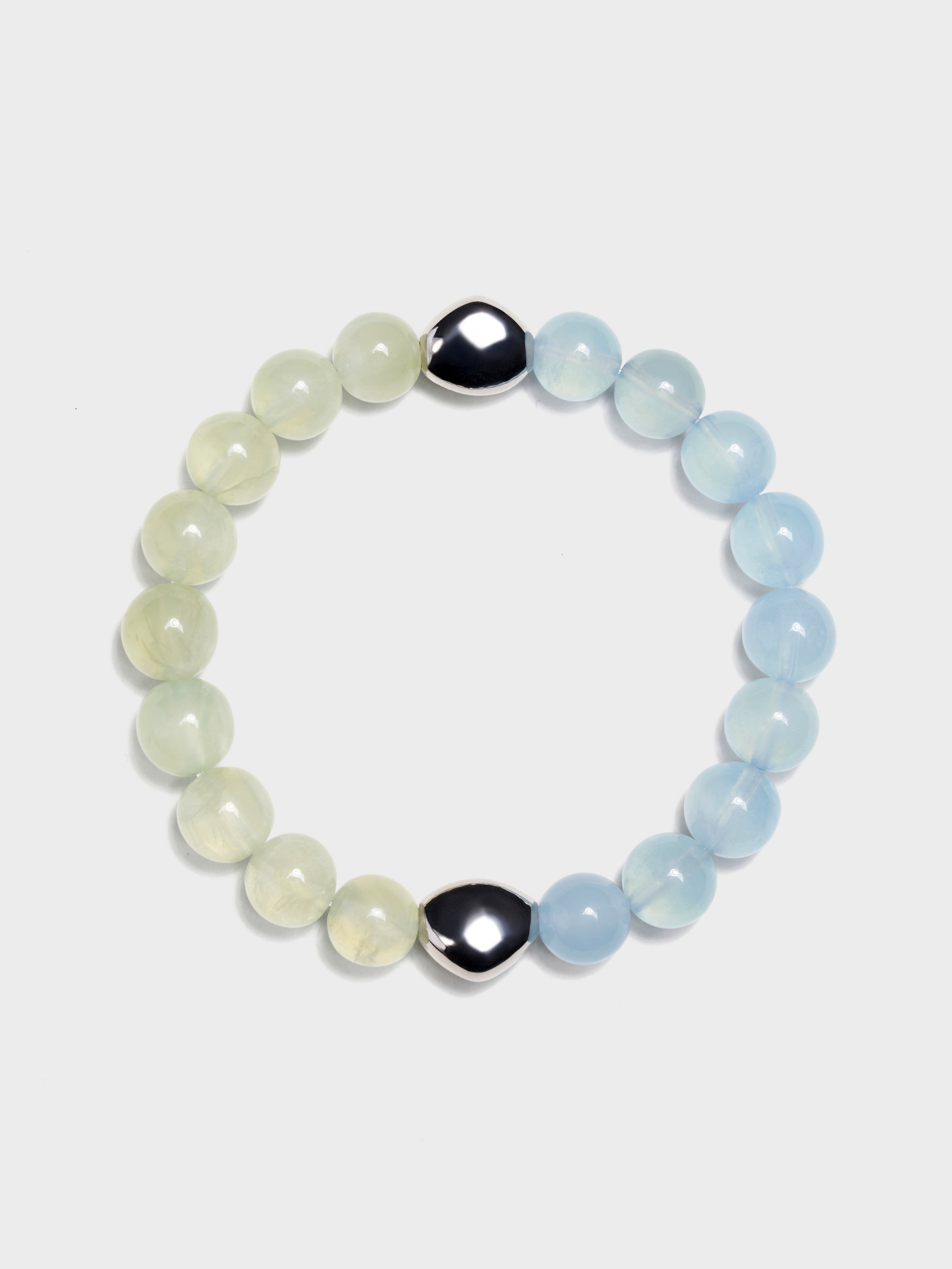 'PINGTAN' Prehnite + Aquamarine Gemstone Bracelet