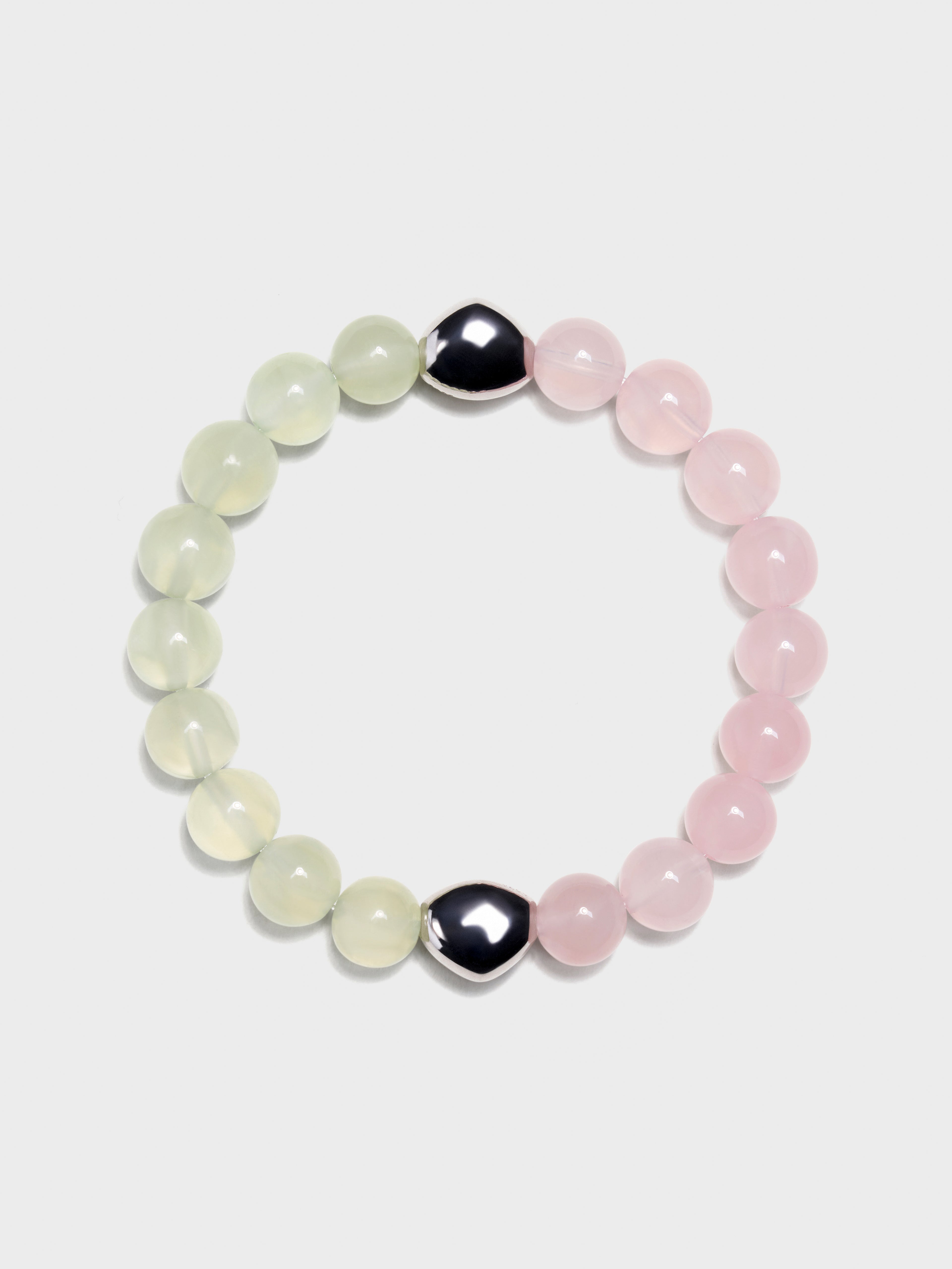 'PINGTAN' Prehnite + Rose Quartz Gemstone Bracelet