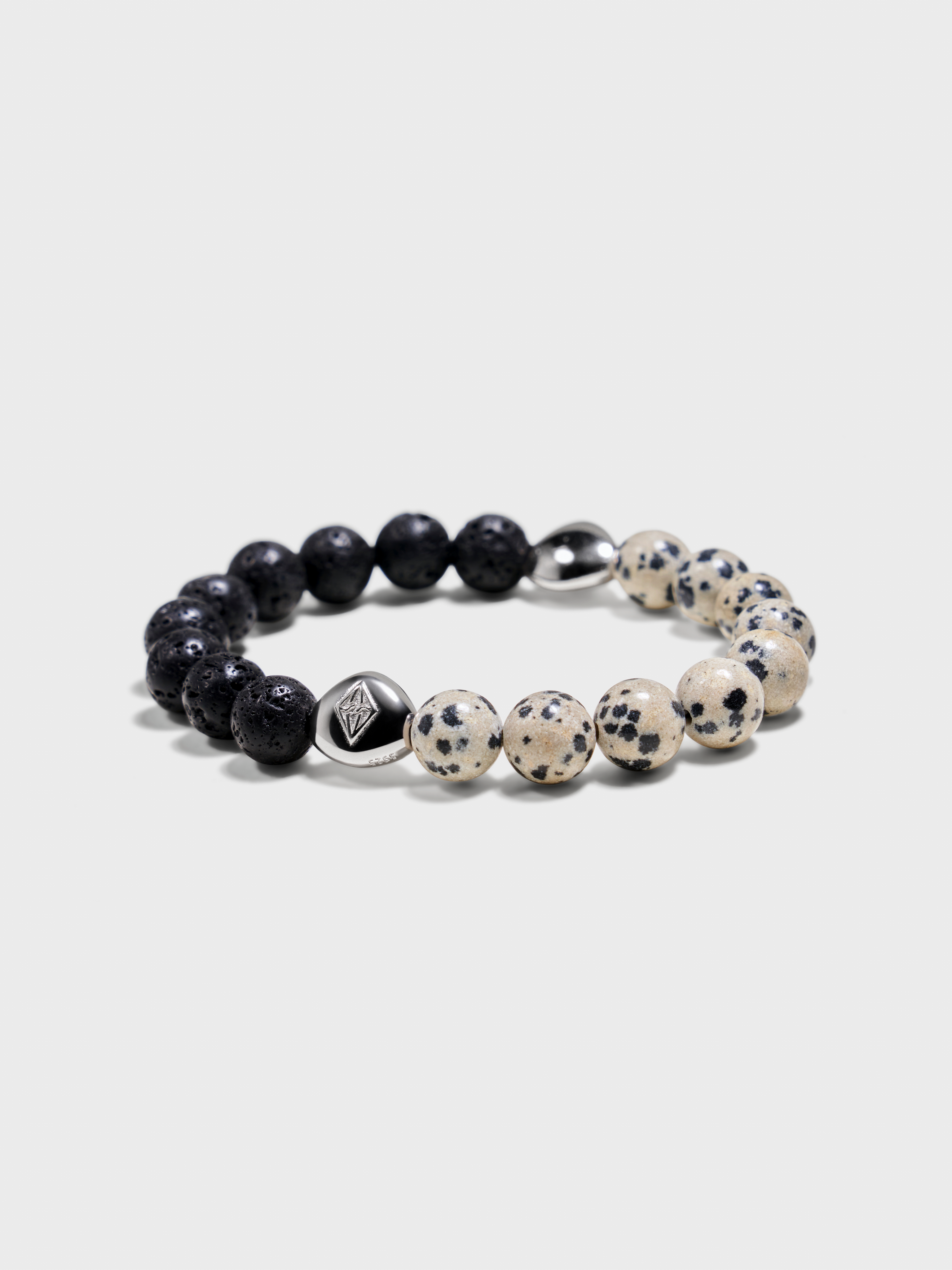 'THERA' Lava Stone + Dalmatian Jasper Gemstone Bracelet