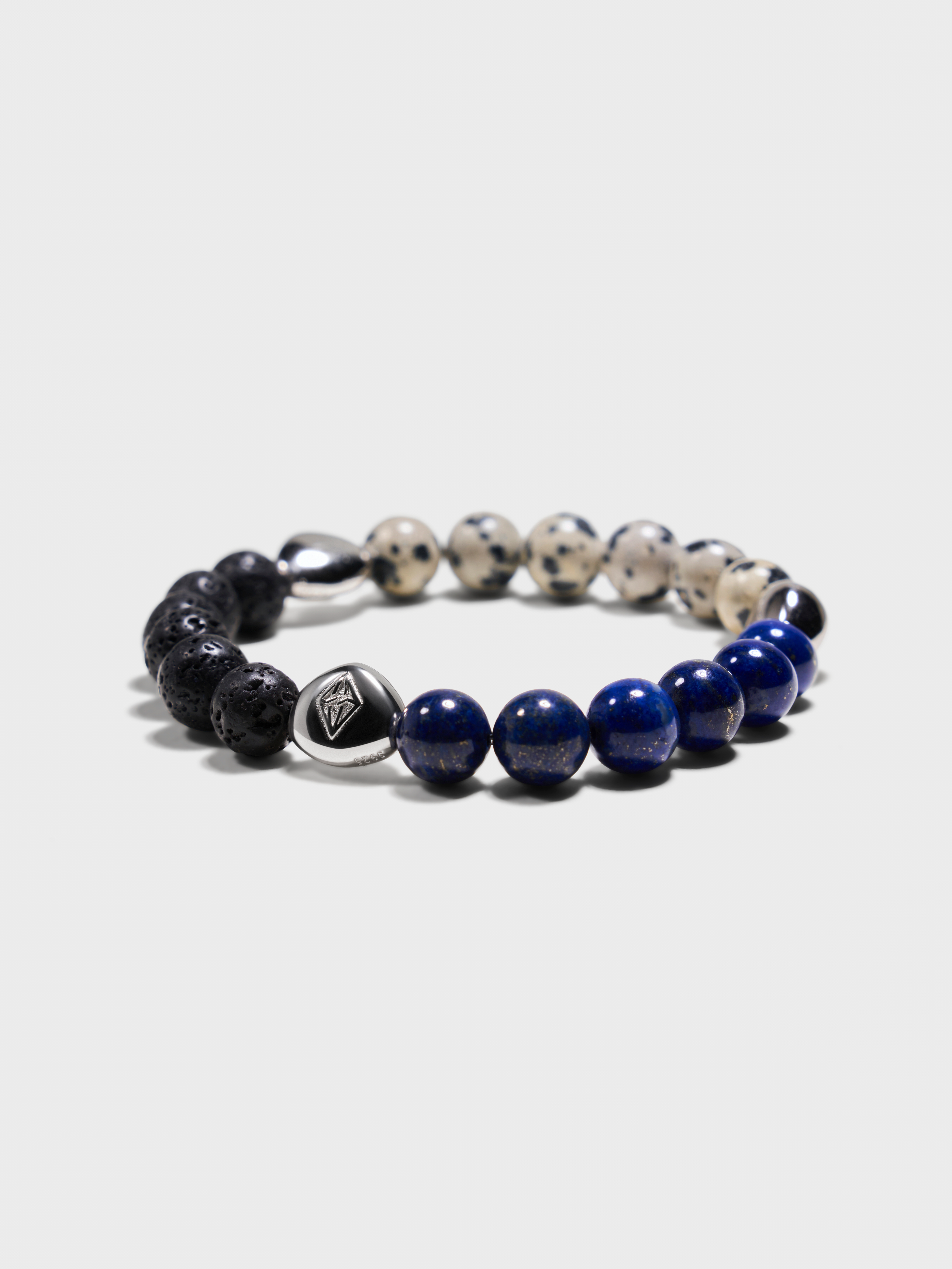 'UNZEN' Lava Stone + Dalmatian Jasper + Lapis Lazuli Gemstone Bracelet