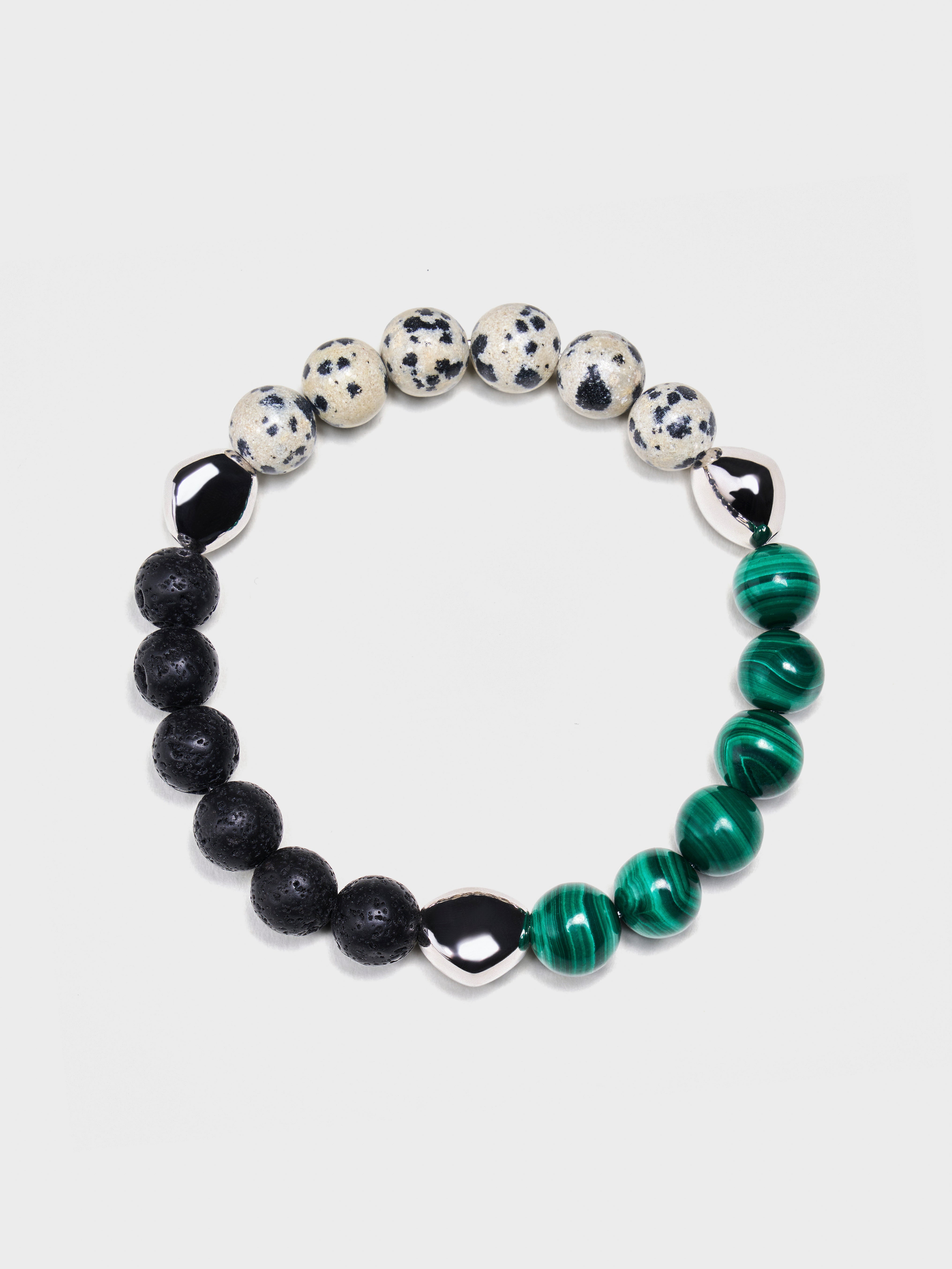 'UNZEN' Lava Stone + Dalmatian Jasper + Malachite Gemstone Bracelet