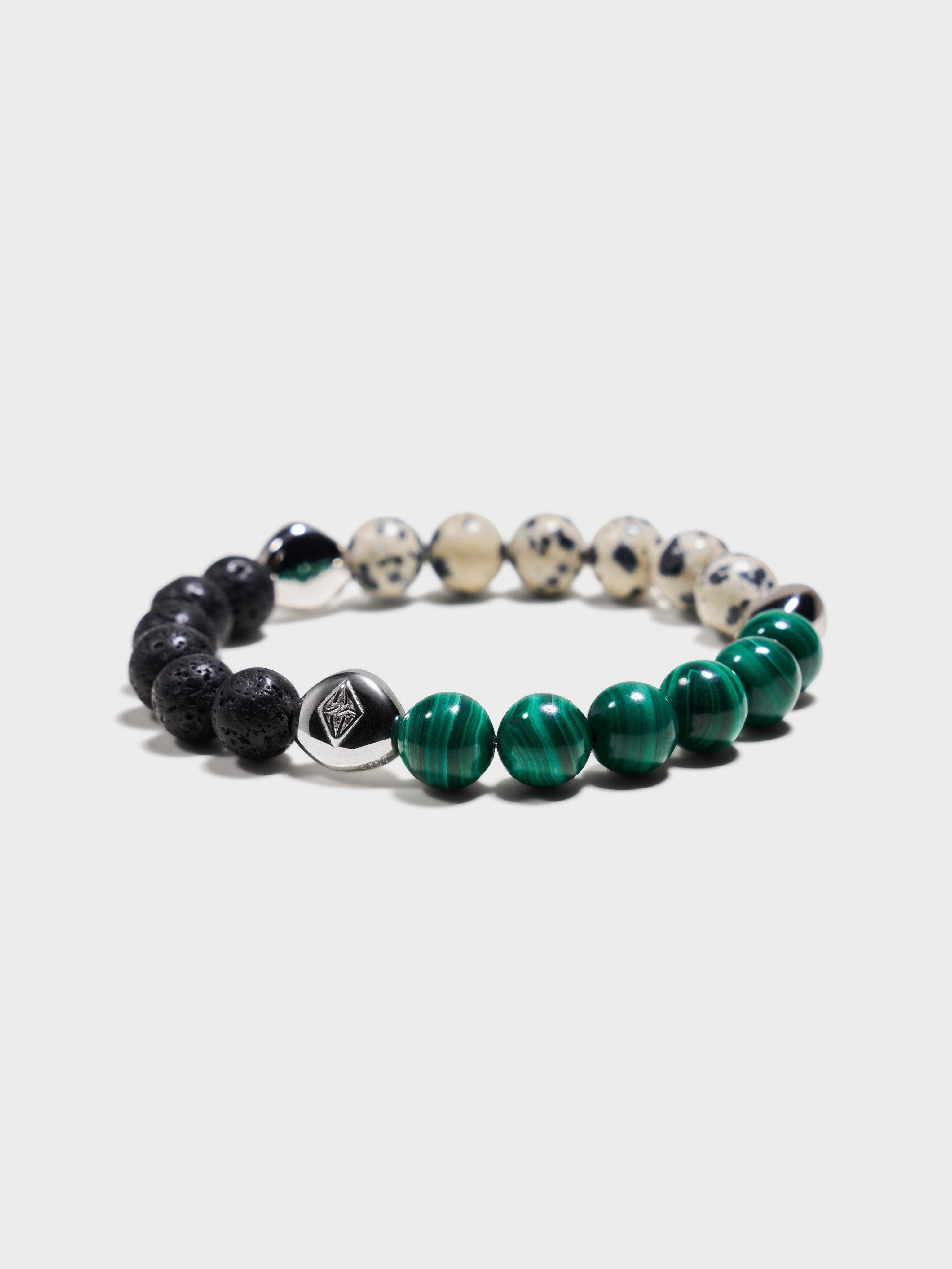 'UNZEN' Lava Stone + Dalmatian Jasper + Malachite Gemstone Bracelet