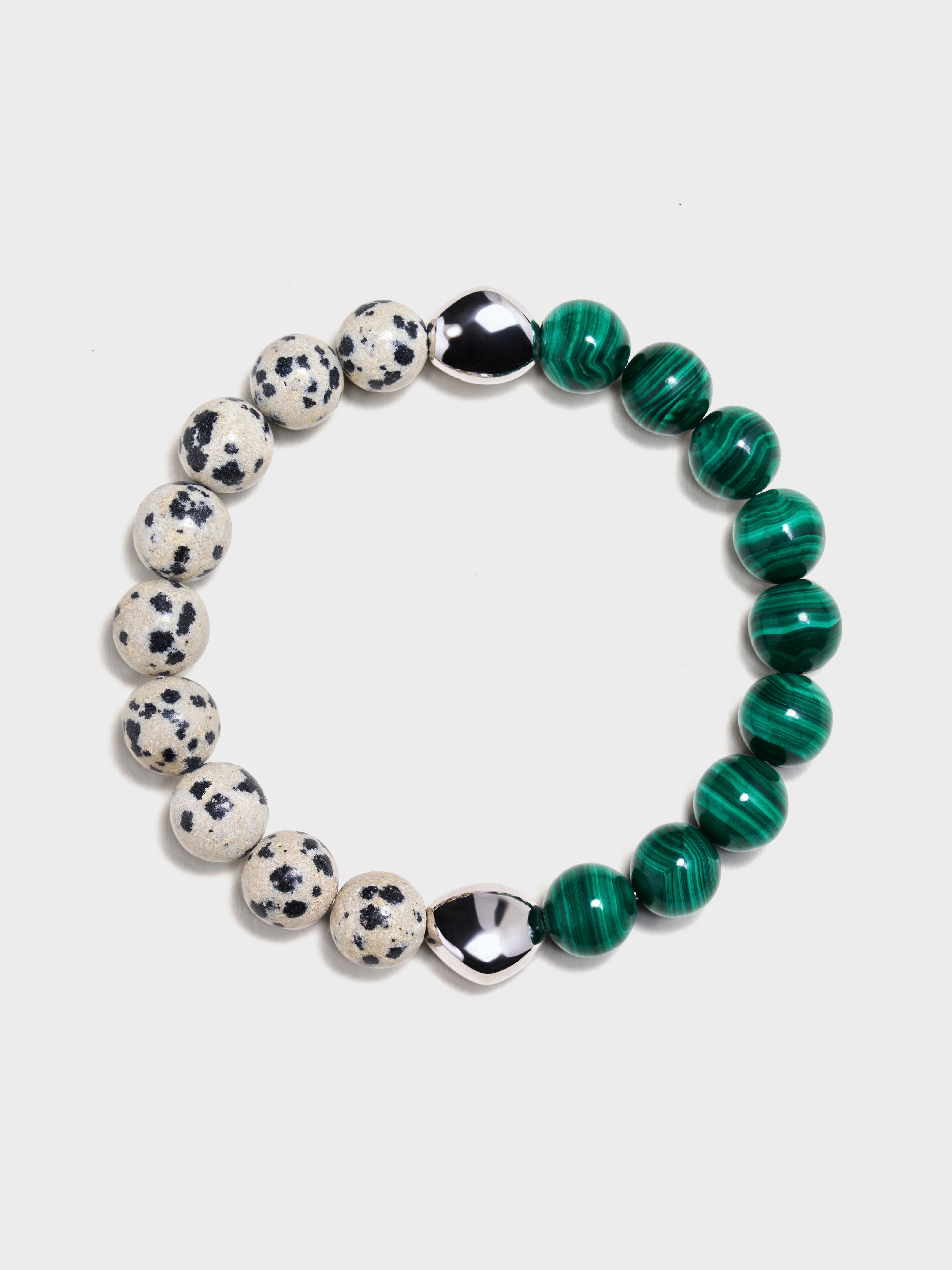 'VENICE90291' Dalmatian Jasper + Malachite Gemstone Bracelet