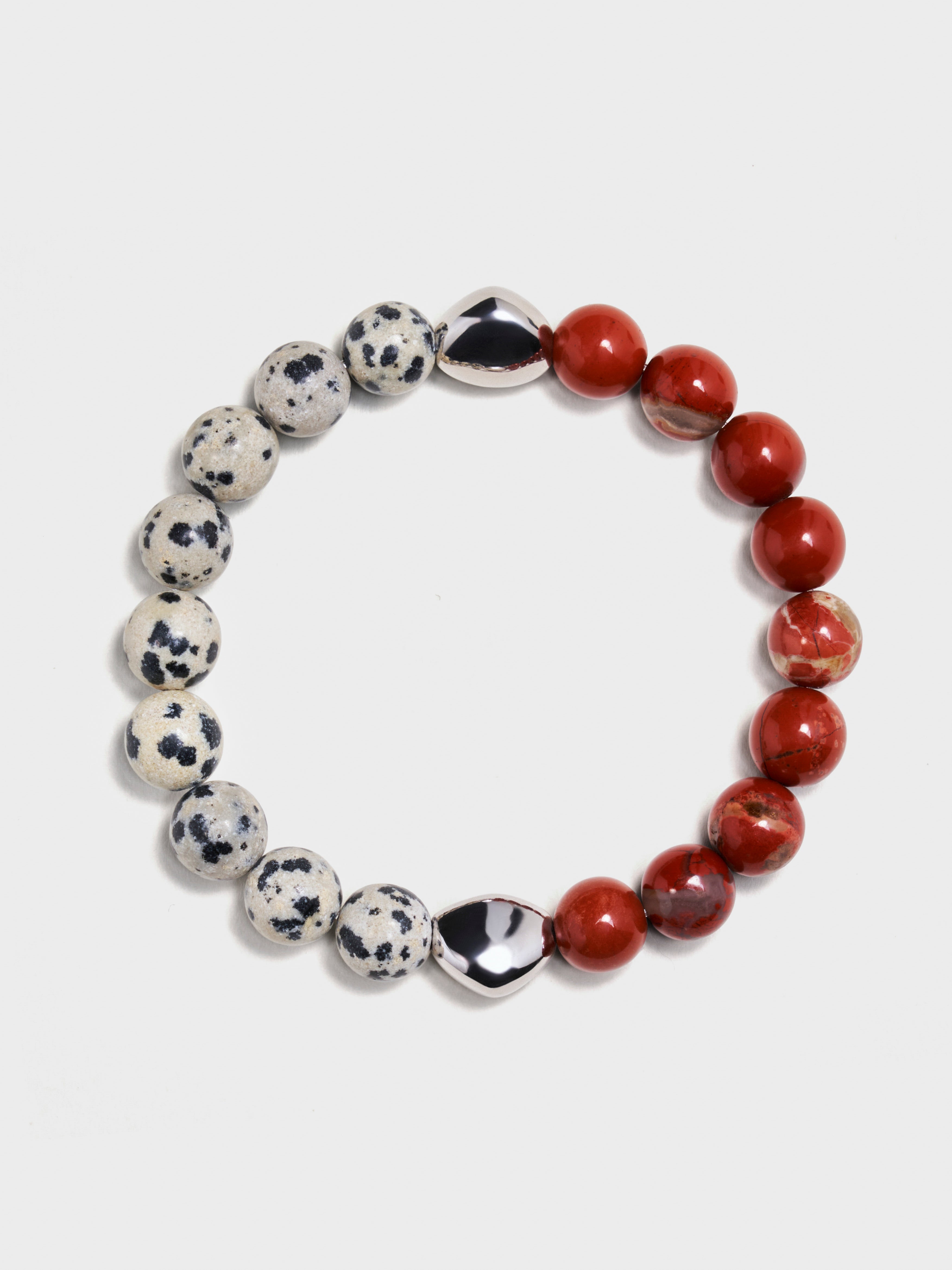 'VENICE90291' Dalmatian Jasper + Red Granite Gemstone Bracelet