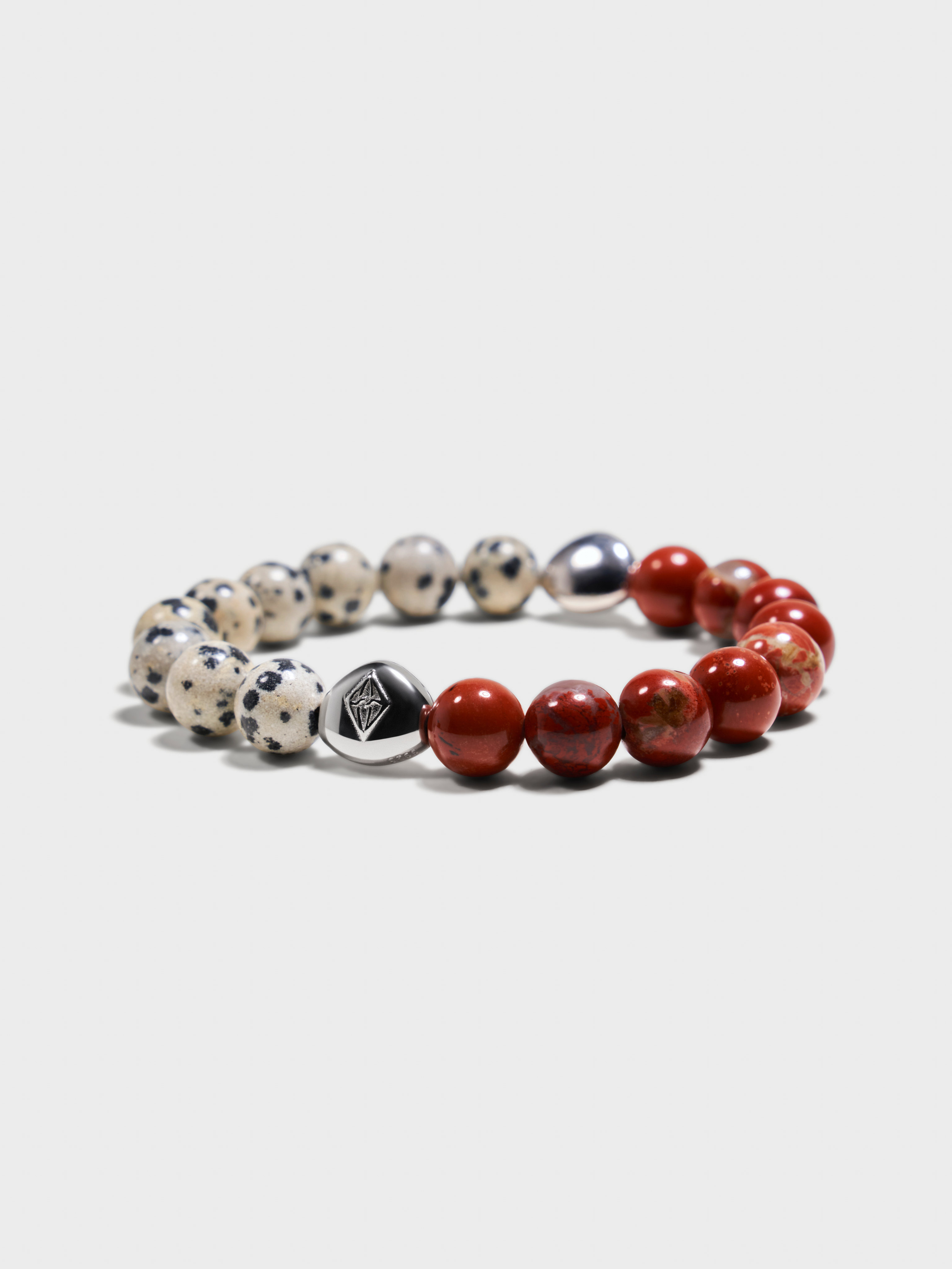 'VENICE90291' Dalmatian Jasper + Red Granite Gemstone Bracelet