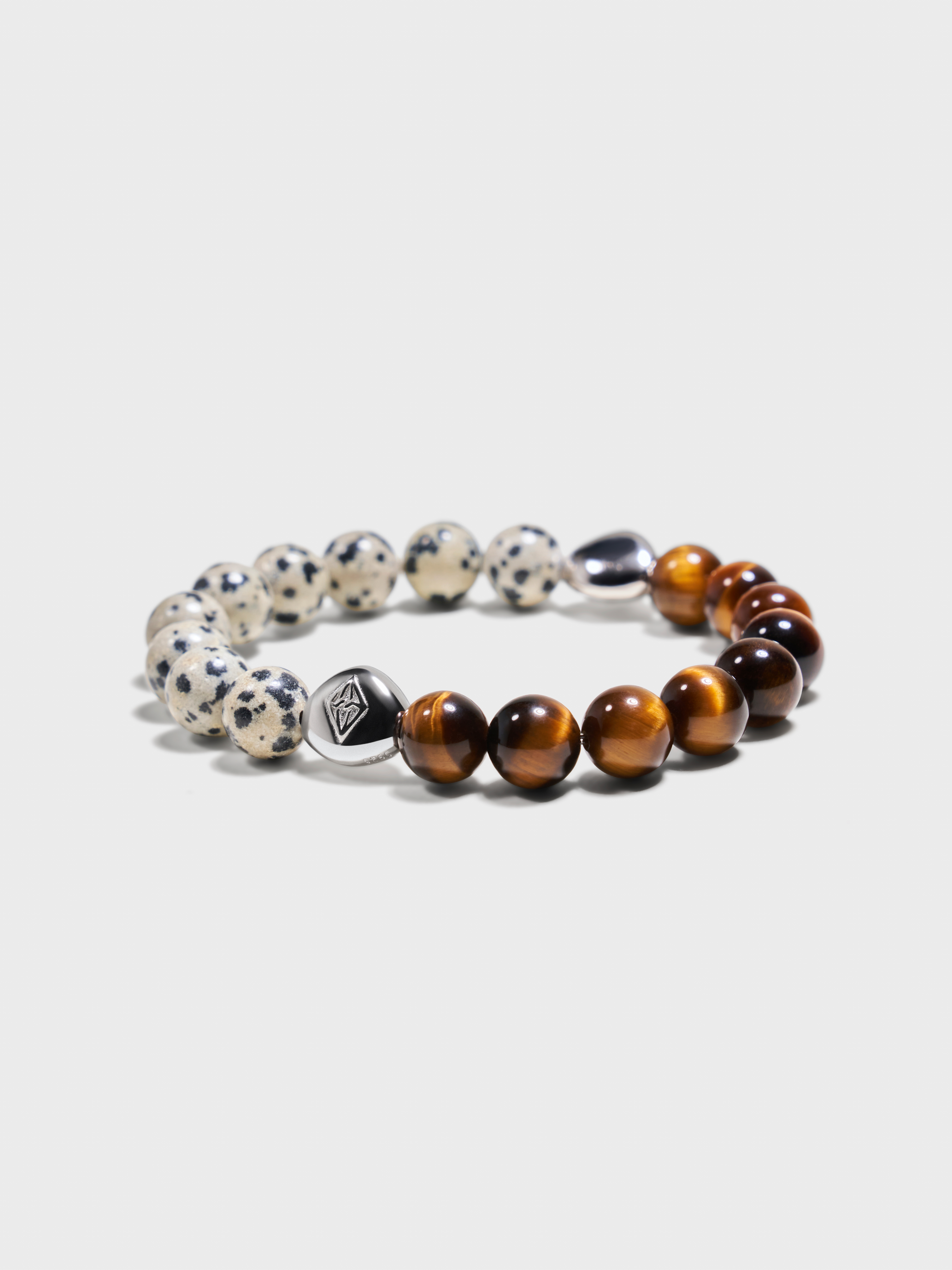 'VENICE90291' Dalmatian Jasper + Red Granite Gemstone Bracelet